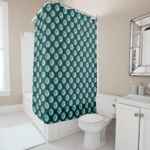 Daisy Pattern - Dark Green Shower Curtain