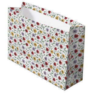 Daisy Pattern Doodle Pen and Ink Style Large Gift Bag