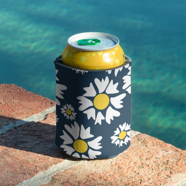 Daisy Pattern, Floral Pattern, White Daisies Can Cooler (In Situ Pool)