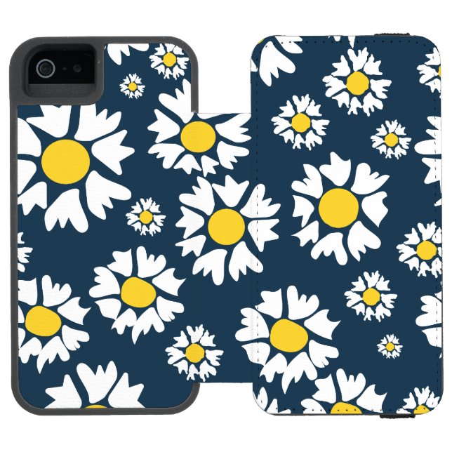 Daisy Pattern, Floral Pattern, White Daisies Incipio iPhone Wallet Case (Folio Open)