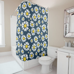 Daisy Pattern, Floral Pattern, White Daisies Shower Curtain