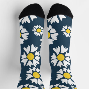 Daisy Pattern, Floral Pattern, White Daisies Socks