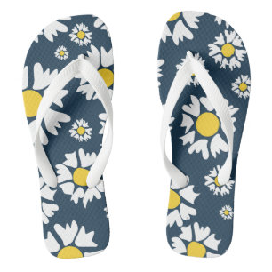 Daisy Pattern, Floral Pattern, White Daisies Thongs