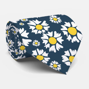 Daisy Pattern, Floral Pattern, White Daisies Tie