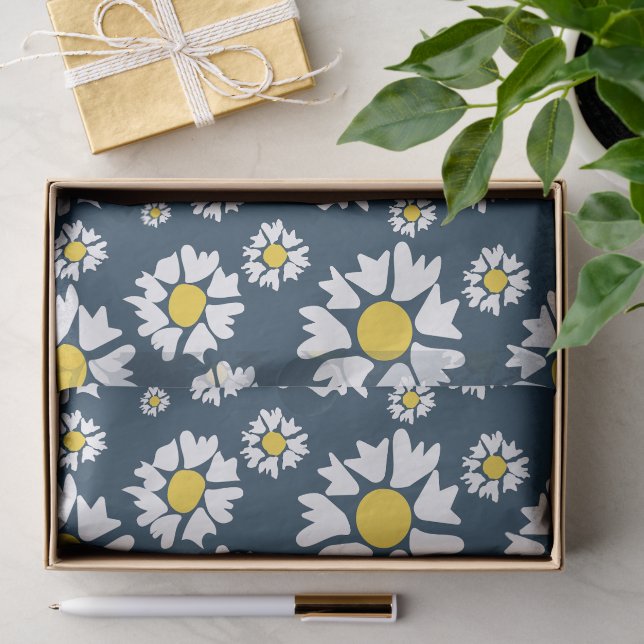 Daisy Pattern, Floral Pattern, White Daisies Tissue Paper (Gift)