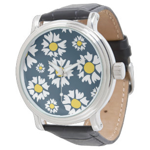Daisy Pattern, Floral Pattern, White Daisies Watch