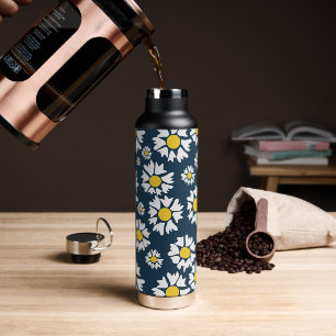 Daisy Pattern, Floral Pattern, White Daisies Water Bottle