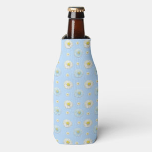 Daisy Pattern on light blue background Bottle Cooler