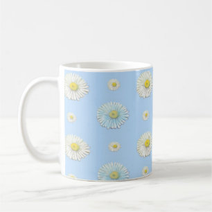 Daisy Pattern on light blue background   Coffee Mug