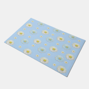 Daisy Pattern on light blue background Doormat