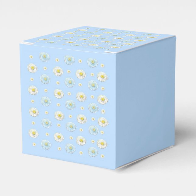 Daisy Pattern on light blue background  Favour Box (Front Side)
