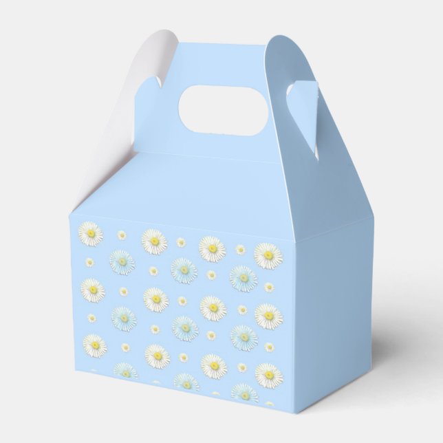 Daisy Pattern on light blue background  Favour Box (Front Side)