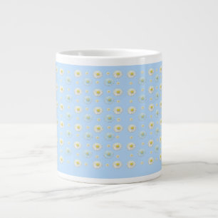 Daisy Pattern on light blue background   Large Coffee Mug
