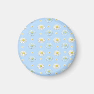 Daisy Pattern on light blue background Magnet