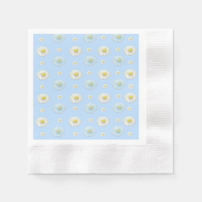 Daisy Pattern on light blue background  Napkin (Front)