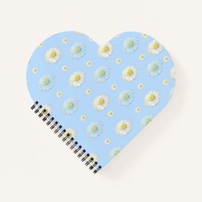 Daisy Pattern on light blue background   Notebook (Front)