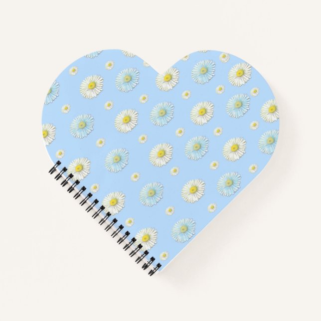 Daisy Pattern on light blue background  Notebook (Front)