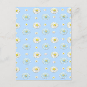 Daisy Pattern on light blue background  Postcard