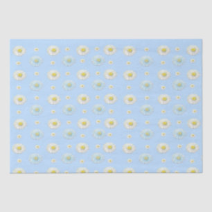 Daisy Pattern on light blue background Tissue Paper