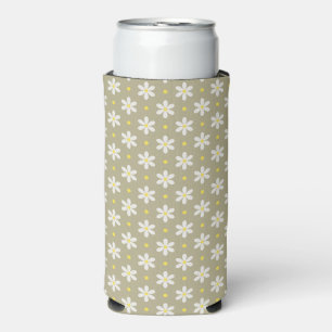 Daisy Pattern Personalized Name Seltzer Can Cooler
