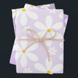 Daisy Pattern (Purple) Wrapping Paper Sheet<br><div class="desc">Pretty,  elegant daisy pattern wrapping paper presented with three shades of purple backgrounds.  Simple yet perfect for that special someone.  Be sure to check out the rest of my collection for colour vriations and complimenting products.  I hope you enjoy!</div>