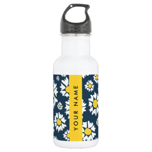 Daisy Pattern, White Daisies, Your Name 532 Ml Water Bottle