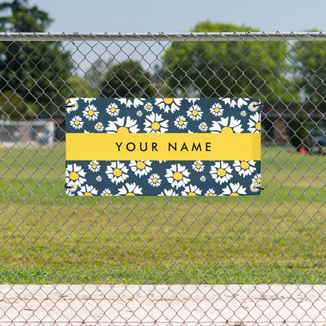 Daisy Pattern, White Daisies, Your Name Banner (Insitu)