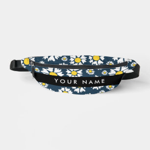 Daisy Pattern, White Daisies, Your Name Bum Bags