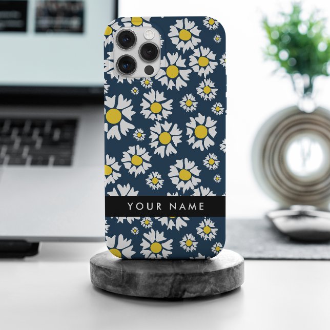 Daisy Pattern, White Daisies, Your Name Case-Mate iPhone Case (Creator Uploaded)