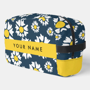 Daisy Pattern, White Daisies, Your Name Dopp Kit