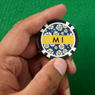 Daisy Pattern, White Daisies, Your Name Poker Chips