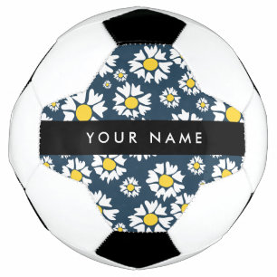 Daisy Pattern, White Daisies, Your Name Soccer Ball