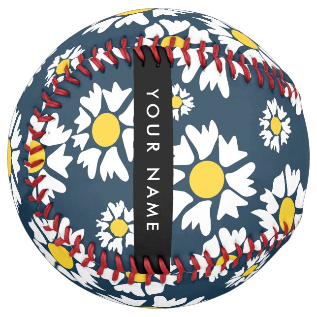 Daisy Pattern, White Daisies, Your Name Softball (Front Left)