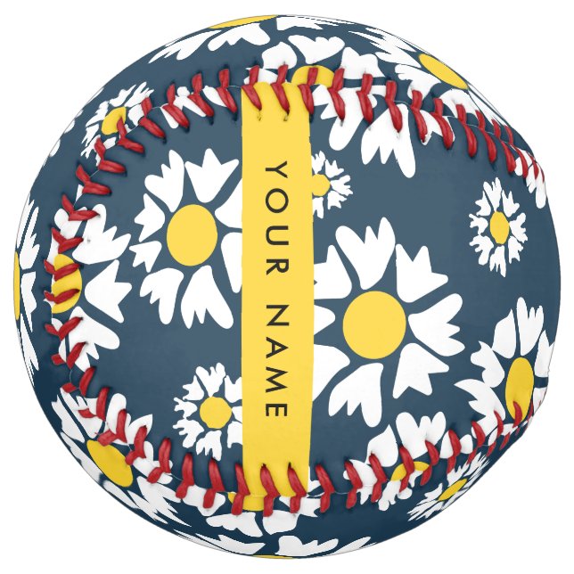 Daisy Pattern, White Daisies, Your Name Softball (Front Left)