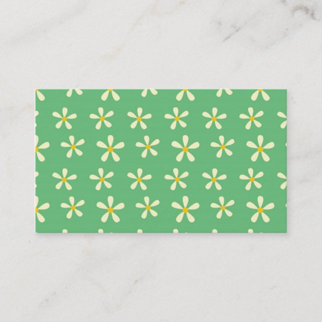 Daisy Pattern Yellow & White Daisies on Green Business Card (Front)