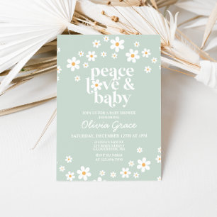 Daisy Peace Love Baby Shower Invitation