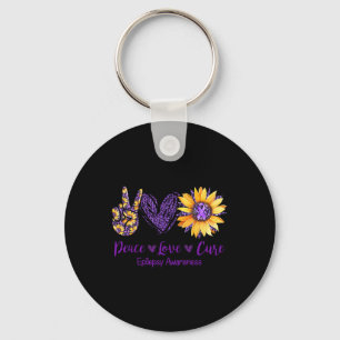 Daisy Peace Love Cure Epilepsy Awareness Purple Ri Key Ring