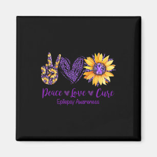 Daisy Peace Love Cure Epilepsy Awareness Purple Ri Magnet