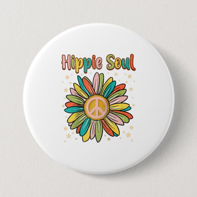 Daisy Peace Sign Hippie Soul  Cute Daisy 7.5 Cm Round Badge (Front)