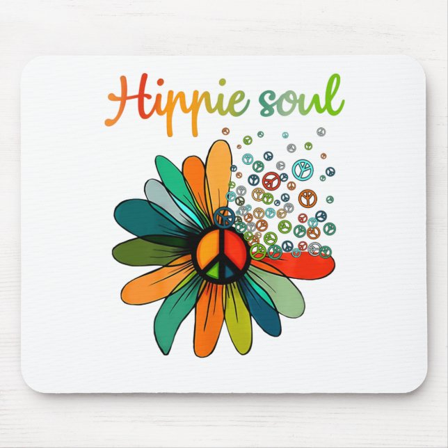 Daisy Peace Sign Hippie Soul Tshirt Flower Lovers  Mouse Pad (Front)