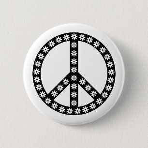 Daisy Peace Symbol 6 Cm Round Badge