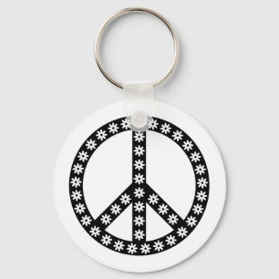 Daisy Peace Symbol Key Ring