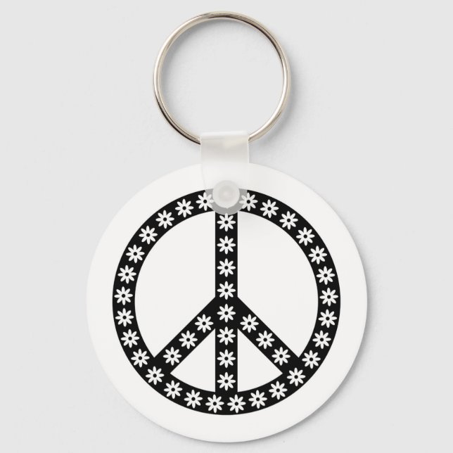 Daisy Peace Symbol Key Ring (Front)