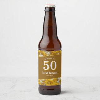 Daisy Petal 60Th Birthday For Wife Yellow Beer Bottle Label