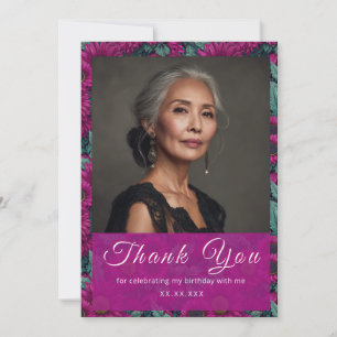 Daisy Petal Female Birthday Customised Purple Thank You Card