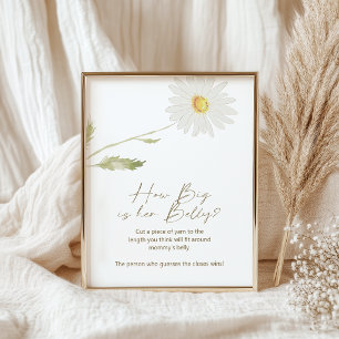 Daisy Petals Floral Belly Baby Shower Game Poster