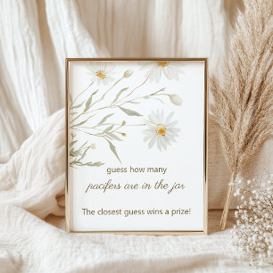 Daisy Petals Guess How Many Baby Shower Game Poster