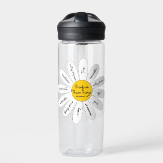 Daisy Philippians 4:8 clear water bottle