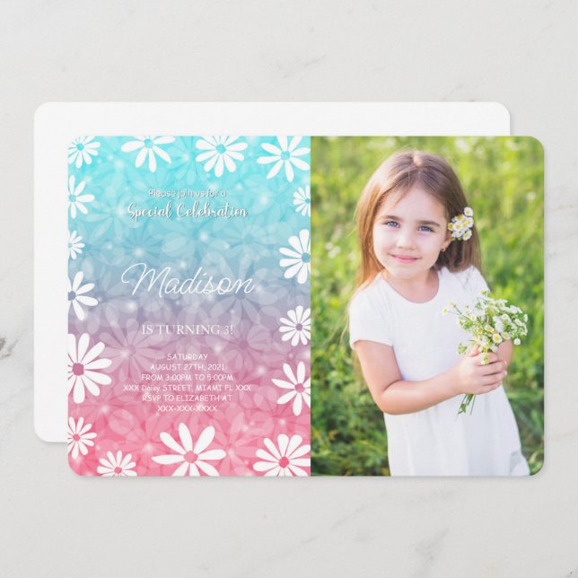 Daisy Photo Invitation (Front/Back)