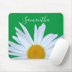 Daisy Photo Kelly Green Elegant White Script Mouse Pad